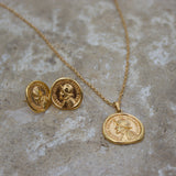 24 K Gold Plated Sterling Silver Stud Earrings and Necklace