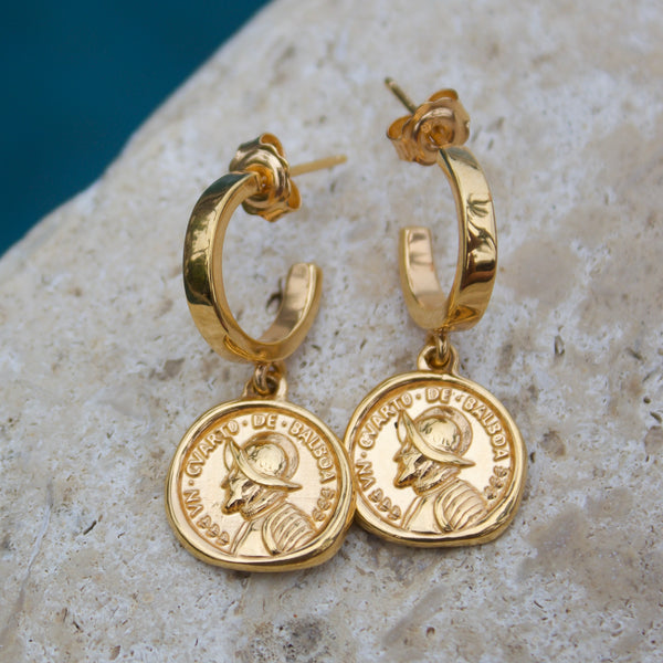 24 K Gold Plated Sterling Silver Huggie Earrings